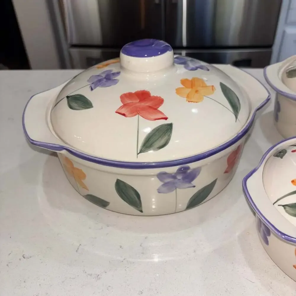 Flower Garden By Housewares Intl Inc Covered Casserole Dish Set of 3